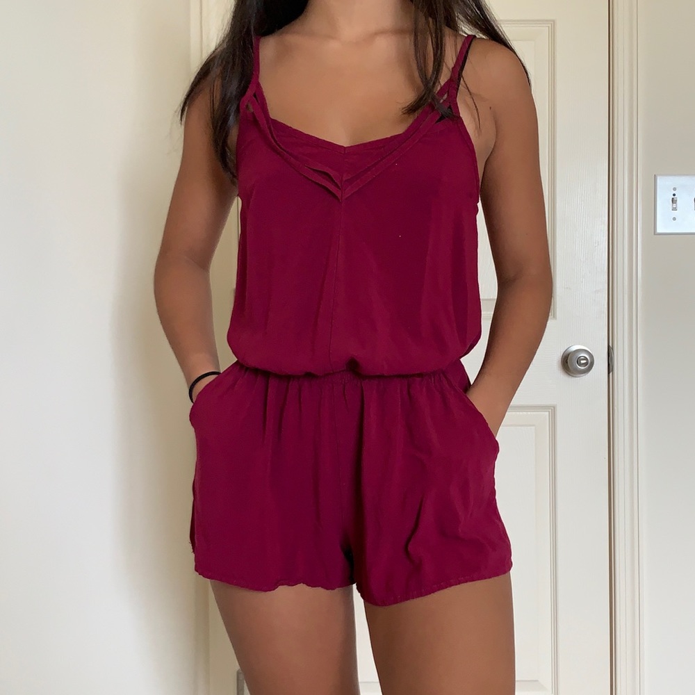 Express burgundy romper